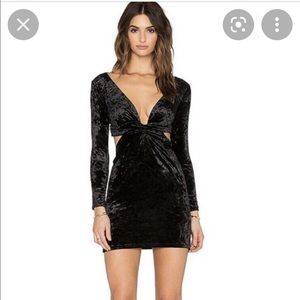 Blue life crushed velvet cut out dress